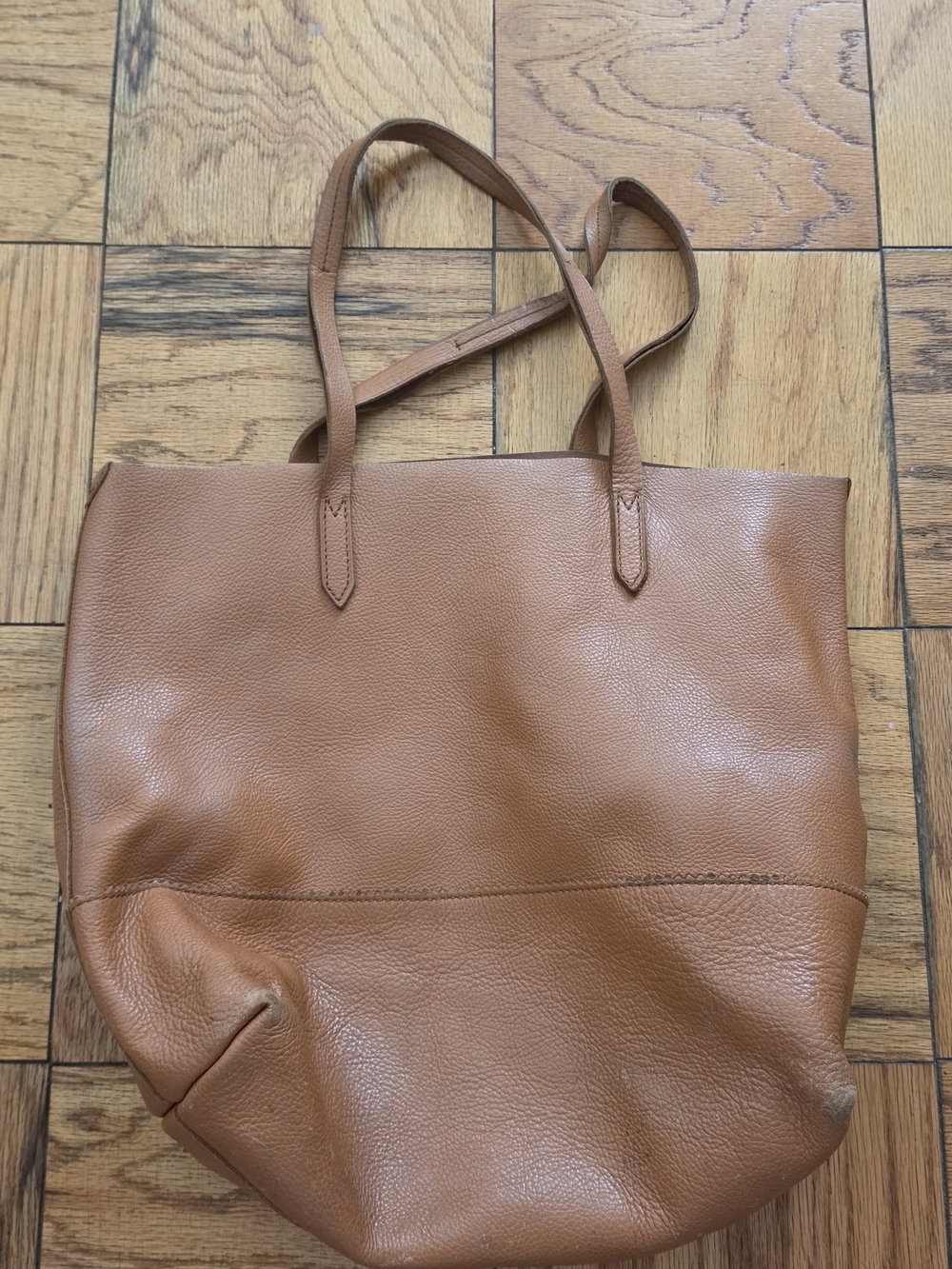 Classic Tan Leather Tote Bag - Women's Shoulder Bag